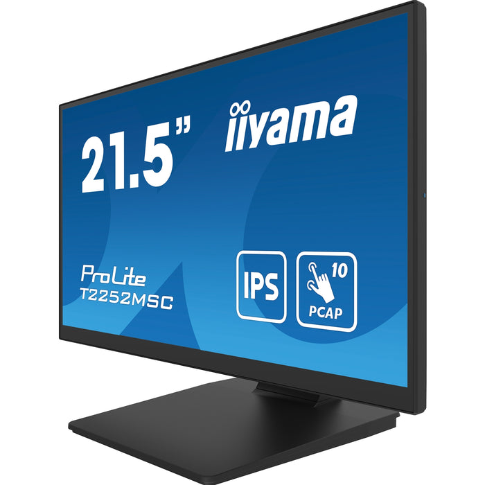 iiyama PROLITE T2252MSC-B2 21.5 Inch 10 Point Touchscreen IPS Monitor, Full HD, 5ms, USB Hub, HDMI, DisplayPort, Speakers, Black, Internal PSU, VESA-Gigante Computers