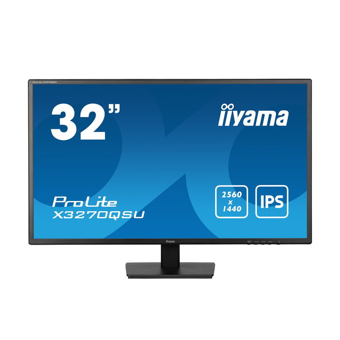 iiyama PROLITE X3270QSU-B1 32 Inch IPS Monitor, Black, 2560x1440, 3ms, 100hz, FreeSync, HDMI, Display Port, USB Hub, Speakers, Int PSU, VESA-Gigante Computers