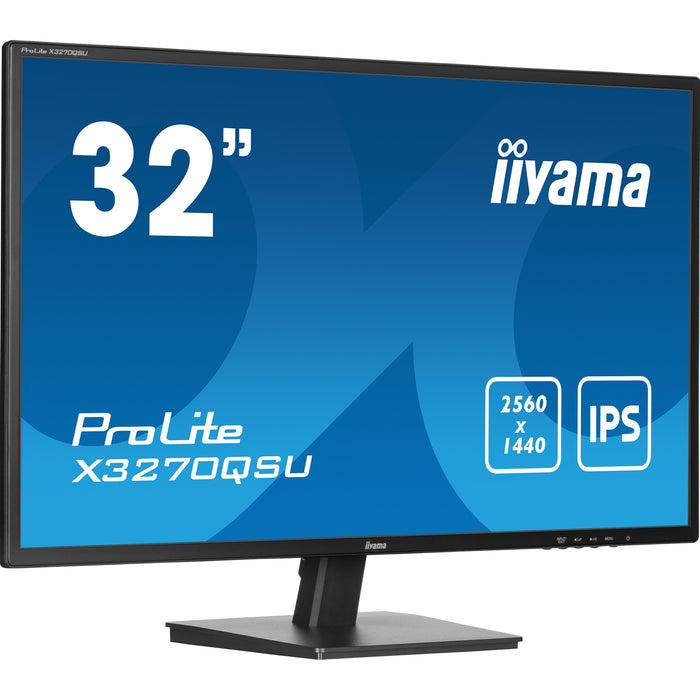 iiyama PROLITE X3270QSU-B1 32 Inch IPS Monitor, Black, 2560x1440, 3ms, 100hz, FreeSync, HDMI, Display Port, USB Hub, Speakers, Int PSU, VESA-Gigante Computers