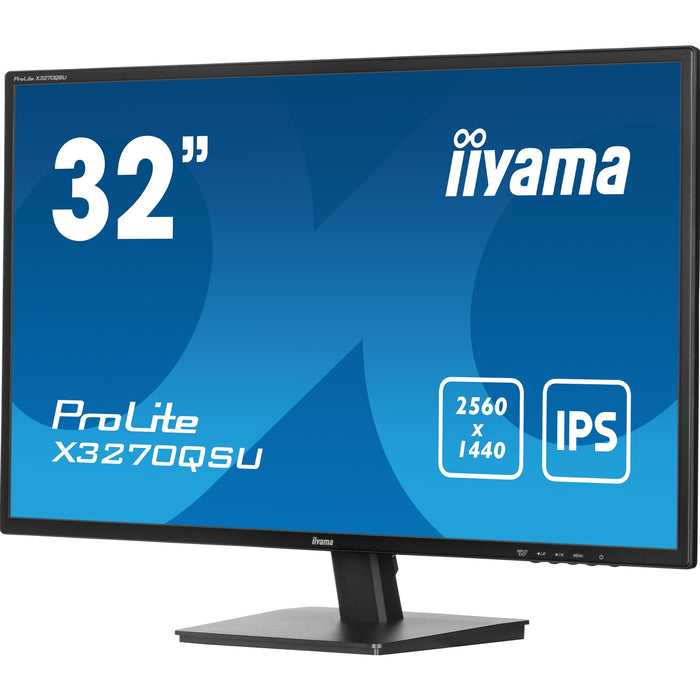 iiyama PROLITE X3270QSU-B1 32 Inch IPS Monitor, Black, 2560x1440, 3ms, 100hz, FreeSync, HDMI, Display Port, USB Hub, Speakers, Int PSU, VESA-Gigante Computers