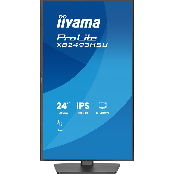 iiyama PROLITE XB2493HSU-B1 24 inch IPS Monitor, Full HD, 1ms, USB Hubx2, HDMI, DisplayPort, Freesync, 120Hz, Speakers, Black, ACR, Internal PSU, VESA, Height Adjustable-Monitors-Gigante Computers