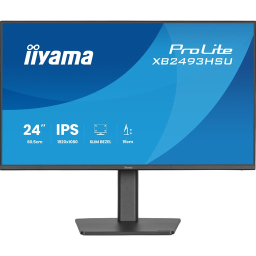 iiyama PROLITE XB2493HSU-B1 24 inch IPS Monitor, Full HD, 1ms, USB Hubx2, HDMI, DisplayPort, Freesync, 120Hz, Speakers, Black, ACR, Internal PSU, VESA, Height Adjustable-Monitors-Gigante Computers