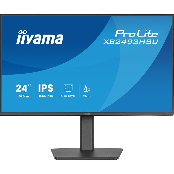 iiyama PROLITE XB2493HSU-B1 24 inch IPS Monitor, Full HD, 1ms, USB Hubx2, HDMI, DisplayPort, Freesync, 120Hz, Speakers, Black, ACR, Internal PSU, VESA, Height Adjustable-Monitors-Gigante Computers