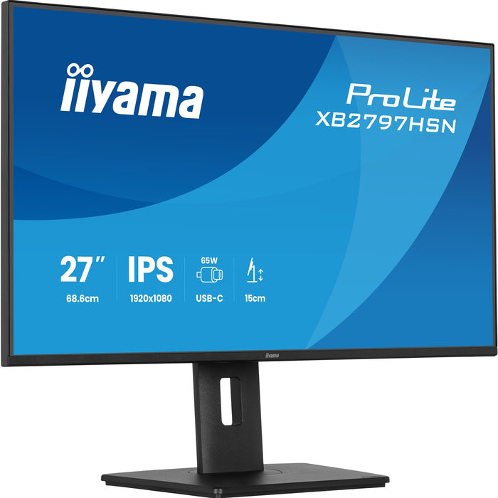iiyama PROLITE XB2797HSN-B1 27 inch IPS Monitor, Full HD, 1ms, HDMI, DisplayPort, Freesync, 100Hz, Speakers, Black, Internal PSU-Monitors-Gigante Computers