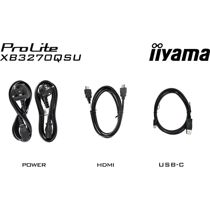 iiyama PROLITE XB3270QSU-B1 32 inch IPS Monitor, WQHD, 3ms, HDMI, DisplayPort, USB Hub, Freesync, 100Hz, Speakers, Black, Internal PSU, Height Adjustable, VESA-Monitors-Gigante Computers
