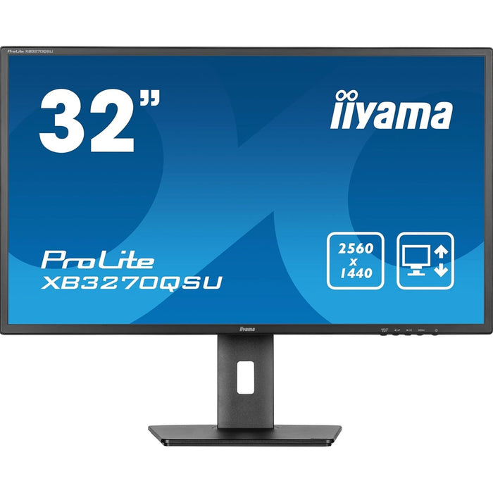 iiyama PROLITE XB3270QSU-B1 32 inch IPS Monitor, WQHD, 3ms, HDMI, DisplayPort, USB Hub, Freesync, 100Hz, Speakers, Black, Internal PSU, Height Adjustable, VESA-Monitors-Gigante Computers