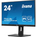 iiyama PROLITE XUB2493HS-B6 24 inch IPS Monitor, Full HD, 0.5ms, HDMI, DisplayPort, Freesync, 100Hz, Speakers, Black, Internal PSU, VESA, Height Adjustable, Pivot-Monitors-Gigante Computers