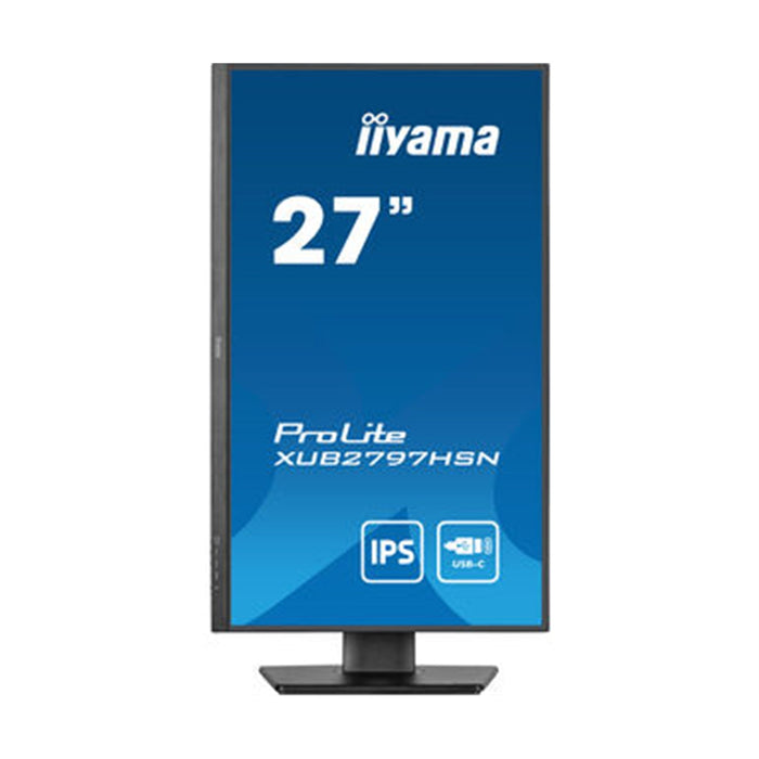 iiyama ProLite XUB2797HSN-B1 27 Inch Full HD IPS Monitor, Matte Black, USB-C Dock, RJ45, 100 Hz, 1x HDMI, 1x DisplayPort, 4x USB Hub, Speakers, Height Adjust, Pivot, VESA-Monitors-Gigante Computers