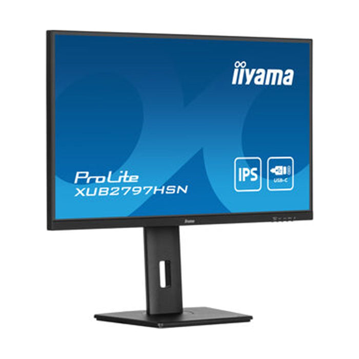 iiyama ProLite XUB2797HSN-B1 27 Inch Full HD IPS Monitor, Matte Black, USB-C Dock, RJ45, 100 Hz, 1x HDMI, 1x DisplayPort, 4x USB Hub, Speakers, Height Adjust, Pivot, VESA-Monitors-Gigante Computers