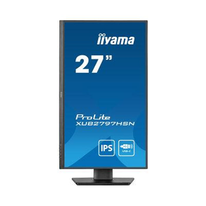 iiyama ProLite XUB2797HSN-B2 27 Inch Full HD IPS Monitor, Matte Black, USB-C Dock, RJ45, 100 Hz, 1x HDMI, 1x DisplayPort, 4x USB Hub, Speakers, Height Adjust, Pivot, VESA-Monitors-Gigante Computers