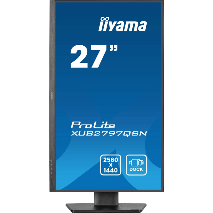 iiyama ProLite XUB2797QSN-B2 27" QHD IPS technology panel with USB-C dock and RJ45 (LAN), 1ms, USB Hubx4, HDMI, DisplayPort, Freesync, 100Hz, Speakers, Black, ACR, Internal PSU, VESA-Monitors-Gigante Computers