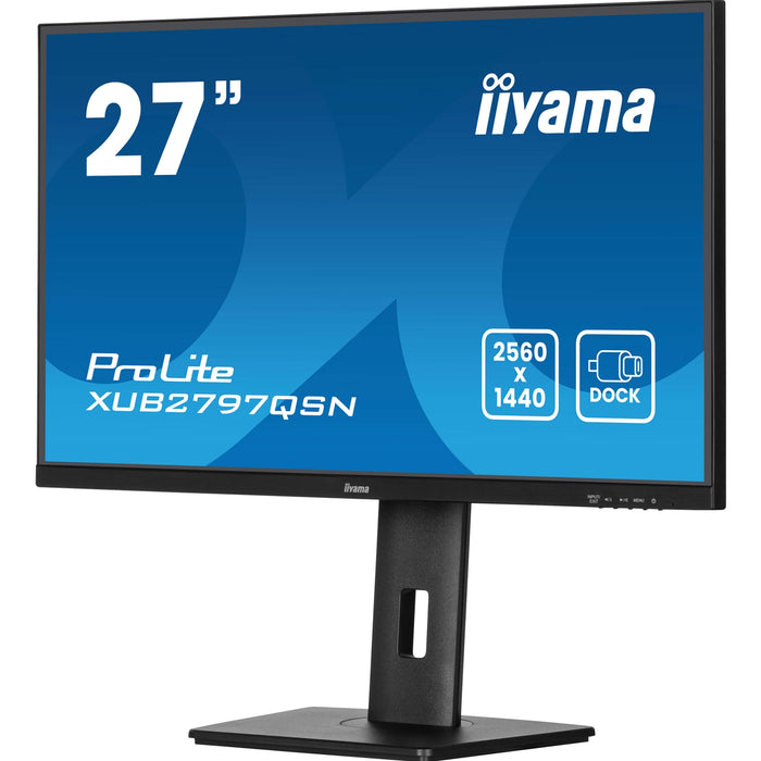 iiyama ProLite XUB2797QSN-B2 27" QHD IPS technology panel with USB-C dock and RJ45 (LAN), 1ms, USB Hubx4, HDMI, DisplayPort, Freesync, 100Hz, Speakers, Black, ACR, Internal PSU, VESA-Monitors-Gigante Computers