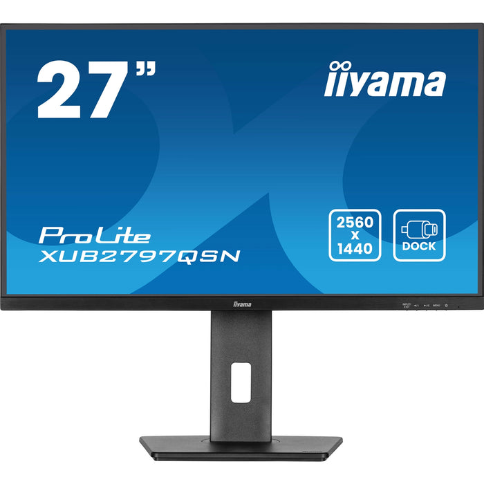 iiyama ProLite XUB2797QSN-B2 27" QHD IPS technology panel with USB-C dock and RJ45 (LAN), 1ms, USB Hubx4, HDMI, DisplayPort, Freesync, 100Hz, Speakers, Black, ACR, Internal PSU, VESA-Monitors-Gigante Computers