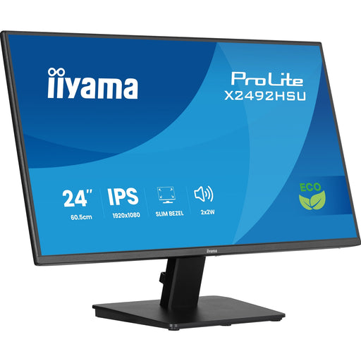 iiyama ProLite monitor X2492HSU-B1 24-Inch, Full HD, IPS, 120Hz, Black, 4-side slim bezel and B energy class, HDMI, Display Port, USB Hub-Monitors-Gigante Computers