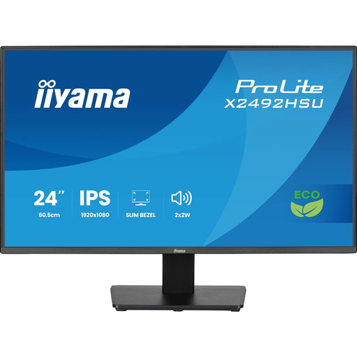iiyama ProLite monitor X2492HSU-B1 24-Inch, Full HD, IPS, 120Hz, Black, 4-side slim bezel and B energy class, HDMI, Display Port, USB Hub-Monitors-Gigante Computers