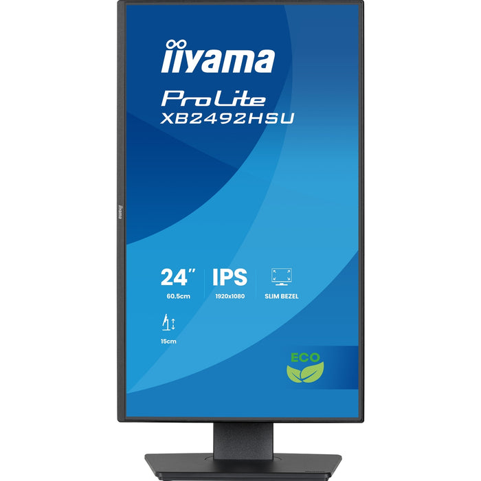 iiyama ProLite monitor XB2492HSU-B1 24-Inch, Full HD, IPS, Height Adjustable, 120Hz, Black, 4-side slim bezel and B energy class, HDMI, Display Port, USB Hub-Monitors-Gigante Computers