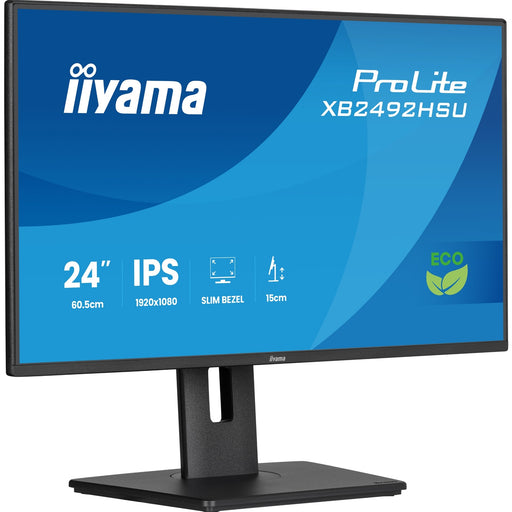 iiyama ProLite monitor XB2492HSU-B1 24-Inch, Full HD, IPS, Height Adjustable, 120Hz, Black, 4-side slim bezel and B energy class, HDMI, Display Port, USB Hub-Monitors-Gigante Computers