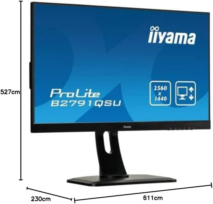 iiyama Prolite B2791QSU-B1 27" WQHD Monitor - Refurbished-Monitors-Gigante Computers