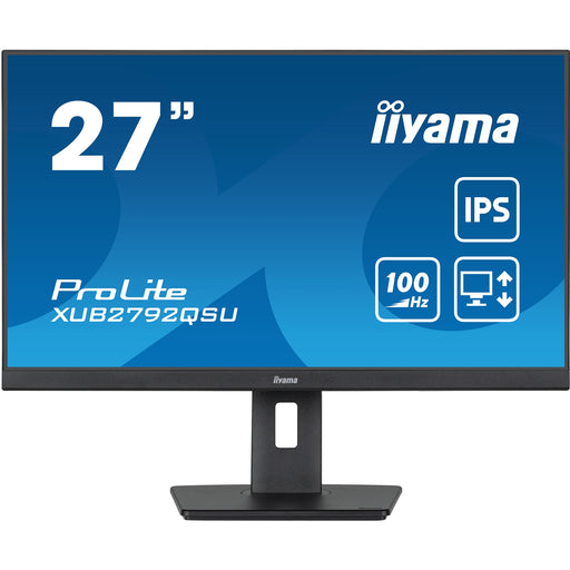 iiyama Prolite XUB2792QSU-B6 27 inch QHD IPS Monitor, .0.4ms, HDMI, DisplayPort, USB Hub, 100Hz, Speakers, Black, Internal PSU, Height Adjust, Pivot, VESA-Monitors-Gigante Computers