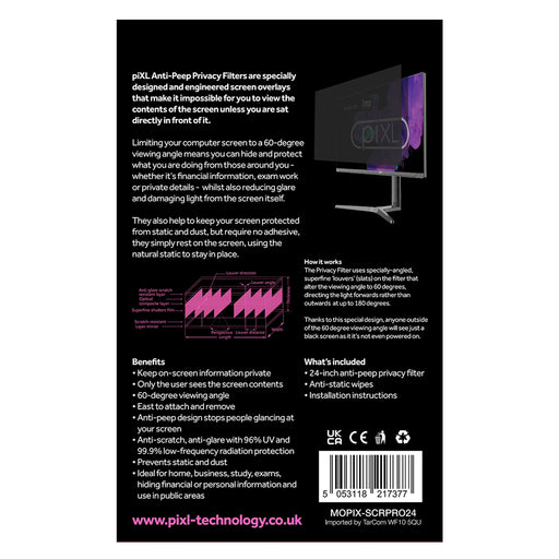 piXL 24-Inch Monitor Anti-Peep Privacy Screen Filter, Anti-Glare, Anti-Static-Monitors-Gigante Computers