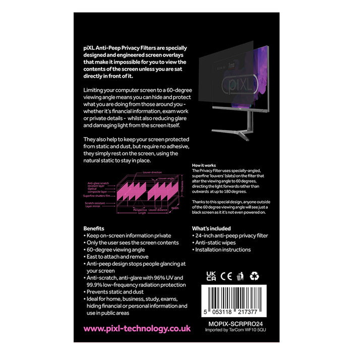piXL 24-Inch Monitor Anti-Peep Privacy Screen Filter, Anti-Glare, Anti-Static-Monitors-Gigante Computers