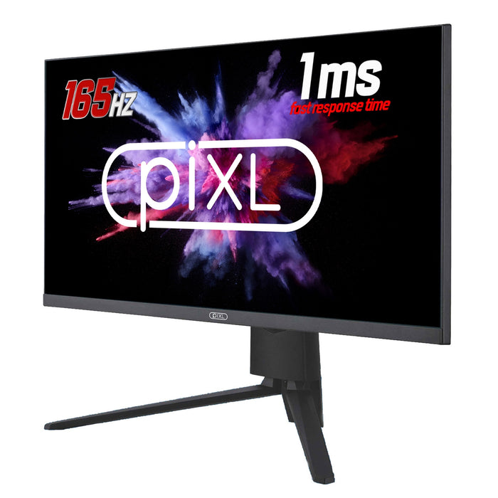 piXL CM27F10 27 Inch Frameless Monitor, Widescreen LCD Panel, Full HD 1920x1080, 1ms Response Time, 165Hz Refresh, Display Port / HDMI, 16.7 Million Colour Support, VESA Wall Mount, Black Finish-Monitors-Gigante Computers