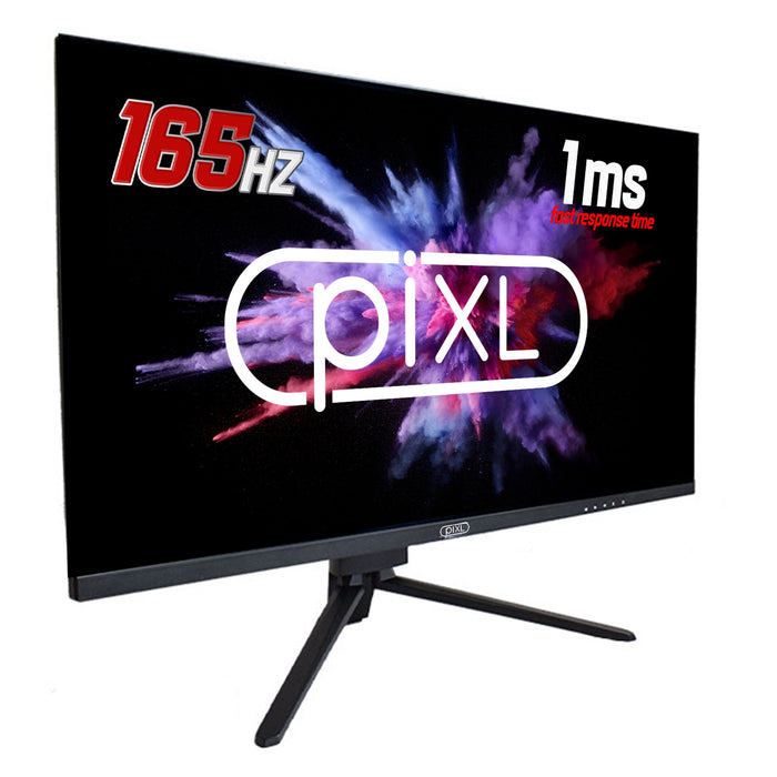 piXL CM27F10 27 Inch Frameless Monitor, Widescreen LCD Panel, Full HD 1920x1080, 1ms Response Time, 165Hz Refresh, Display Port / HDMI, 16.7 Million Colour Support, VESA Wall Mount, Black Finish-Monitors-Gigante Computers