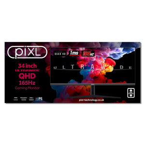 piXL CM34G3 34 Inch Ultrawide Gaming Monitor, Widescreen IPS LED Panel ...