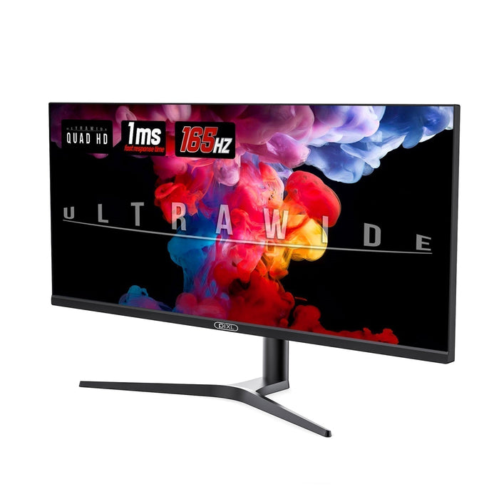 piXL CM34G3 34 Inch Ultrawide Gaming Monitor, Widescreen IPS LED Panel, QHD 3440x1440, 1.5ms Response Time, 180Hz Refresh Rate, Display Port, HDMI, USB, 16.7 Million Colour Support, VESA Wall Mount, Black Finish-Monitors-Gigante Computers