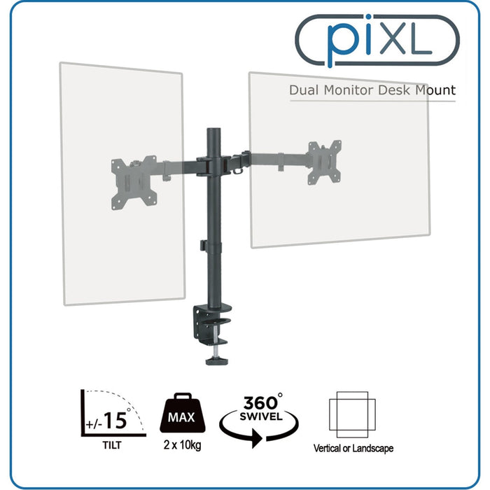 piXL Double Monitor Arm Desk Mount-Monitor Cleaning Stands-Gigante Computers