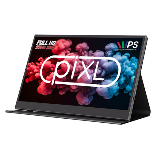 piXL PM156C 15.6 Inch Full HD 60Hz IPS Portable Monitor with USB-C, Mini HDMI & Speakers with Foldable Case & Stand-Monitors-Gigante Computers