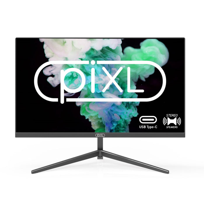 piXL PX24IPUHDS 24 Inch Frameless IPS Monitor, Widescreen LCD Panel, 5ms Response Time, 75Hz Refresh Rate, Full HD 1920 x 1080, HDMI, Display Port, USB-C, Speakers 16.7 Million Colour Support, Black Finish-Monitors-Gigante Computers