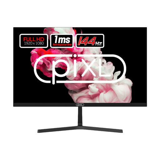 piXL PX27B221S 27 Inch Frameless Monitor, Widescreen IPS LCD Panel, True -to-Life Colours, Full HD 1920x1080, Speakers, 1ms Response Time, 144Hz Refresh, DisplayPort, HDMI, Black Finish-Monitors-Gigante Computers