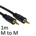 3.5mm (M) Stereo Plug to 3.5mm (M) Stereo Plug 1m Black OEM Cable-Audio Visual-Gigante Computers