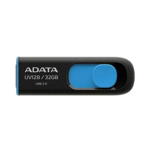 ADATA 32GB USB 3.0 Memory Pen, Retractable, Capless, Black & Blue-USB Memory-Gigante Computers