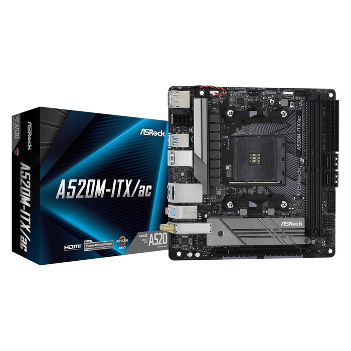 ASRock A520M-ITX/ac AMD Socket AM4 Mini ITX HDMI/DisplayPort USB 3.2 Gen1 M.2 WiFi Motherboard-Motherboards-Gigante Computers