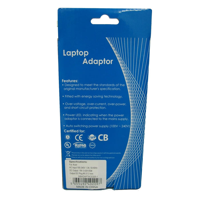 Acer Replica 19V 3.42A 65W 5.5/2.1 Tip Replacement Laptop Charger-Power Adapters-Gigante Computers