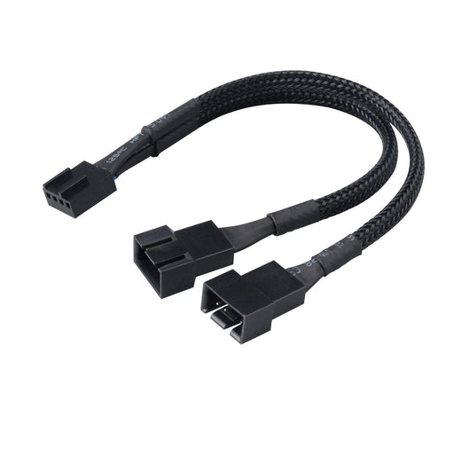 Akasa AK-CBFA04-15 4-Pin Fan PWM (M) to 2 x 4-Pin Fan PWM (F + F) 0.15m Black Retail Packaged Internal Splitter Cable-Retail Packaged Cables-Gigante Computers