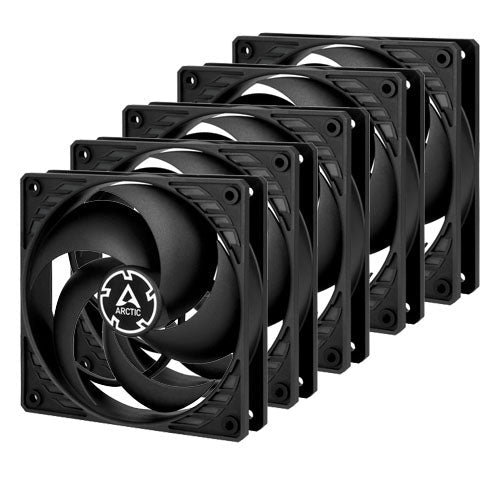 Arctic P12 12cm Pressure Optimised PWM PST Case Fans x5, Black, Fluid Dynamic, 5 Pack-Cooling-Gigante Computers