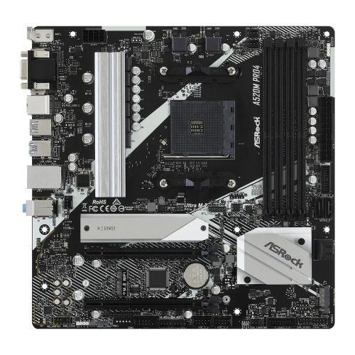 Asrock A520M PRO4, AMD A520, AM4, Micro ATX, 2 DDR4, VGA, HDMI, DP, M.2-Motherboards-Gigante Computers