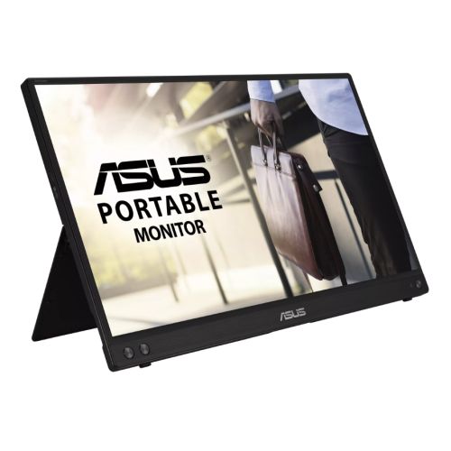 Asus 15.6" Portable IPS Monitor (ZenScreen MB16ACV), 1920 x 1080, USB-C (USB-A adapter), USB-powered, Auto-rotatable, Antibacterial, Smart Stand & Sleeve inc.-Monitors-Gigante Computers