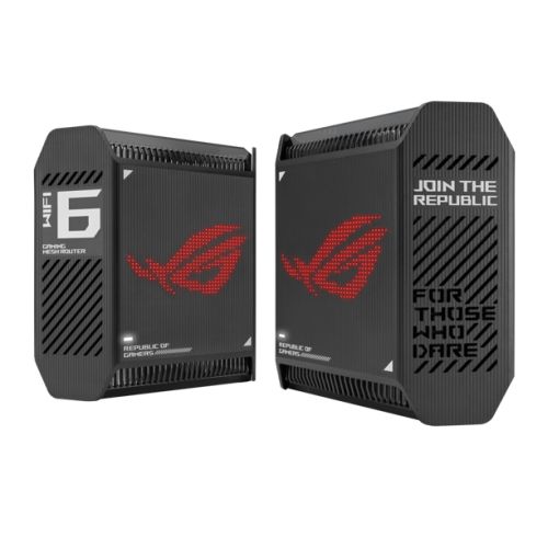 Asus (GT6 2-Pack Black) ROG Rapture AX10000 Tri-Band Gaming Mesh Wi-Fi 6 System, 2.5G LAN, AiMesh, RangeBoost Plus, AiProtection Pro, RGB-Routers/Mesh Systems-Gigante Computers