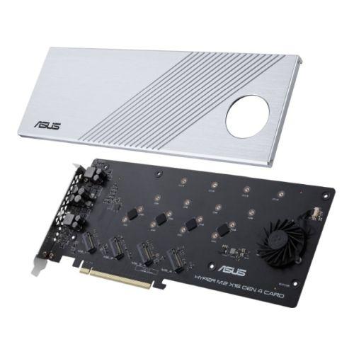 Asus Hyper M.2 x16 Gen 4 Card (PCIe 4.0/3.0), Supports four NVMe M.2 Devices & PCIe 4.0 NVMe RAID and Intel RAID-on-CPU-I/O Cards/Panels-Gigante Computers