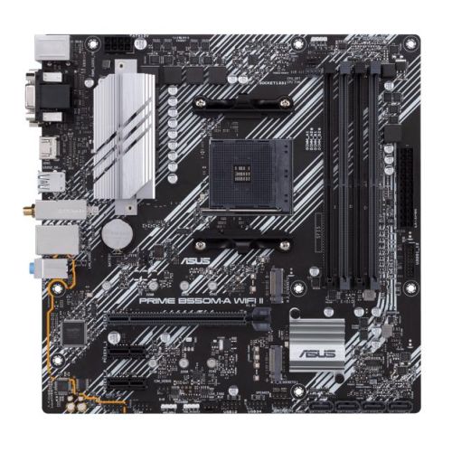 Asus PRIME B550M-A WIFI II, AMD B550, AM4, Micro ATX, 4 DDR4, VGA, DVI, HDMI, Wi-Fi, PCIe4, 2x M.2-Motherboards-Gigante Computers