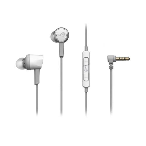 Asus ROG Cetra II Core Gaming In-Ear Earset, 3.5mm Jack, Inline Microphone, Liquid Silicone Rubber, Carry Case, Moonlight White-Headsets/Speakerphones-Gigante Computers
