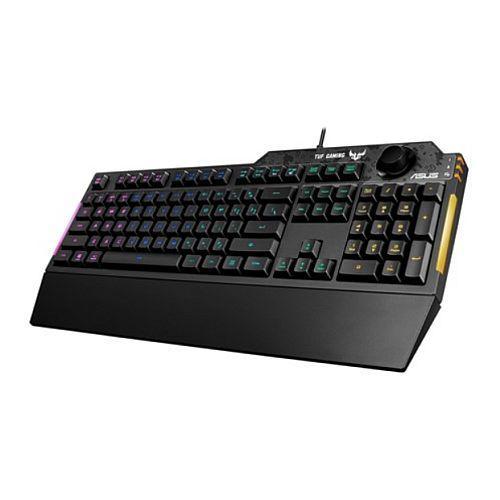 Asus TUF GAMING K1 RGB Keyboard with Volume Knob, 19-key Rollover, Side Light Bar & Armoury Crate, Spill Resistant, Detachable Wrist Rest-Keyboards-Gigante Computers