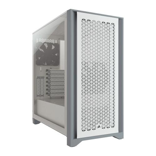 Corsair 4000D Airflow Gaming Case with Tempered Glass Window, E-ATX, 2 x AirGuide Fans, High-Airflow Front Panel, USB-C, White-Cases-Gigante Computers