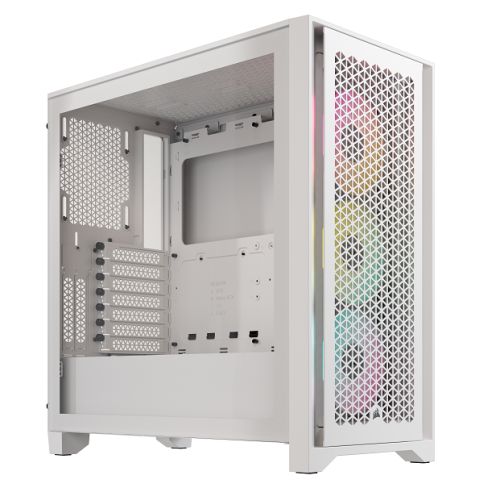 Corsair iCUE 4000D RGB AIRFLOW Gaming Case w/ Glass Window, E-ATX, 3x AF120 RGB Fans, High-Airflow Front, USB-C, RGB Controller, White-Cases-Gigante Computers