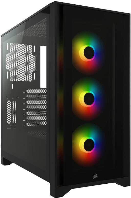 Corsair iCUE 4000X RGB Gaming Case with Tempered Glass Window, E-ATX, 3 x AirGuide RGB Fans, Lighting Node CORE included, USB-C, Black-Cases-Gigante Computers