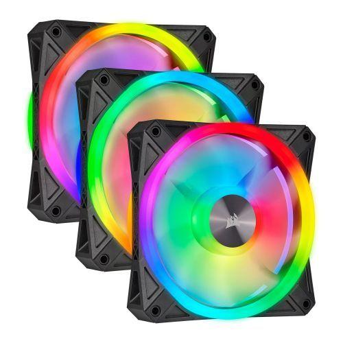 Corsair iCUE QL120 12cm PWM RGB Case Fans x3, 34 ARGB LEDs, Hydraulic Bearing, Lighting Node CORE Included-Cooling-Gigante Computers